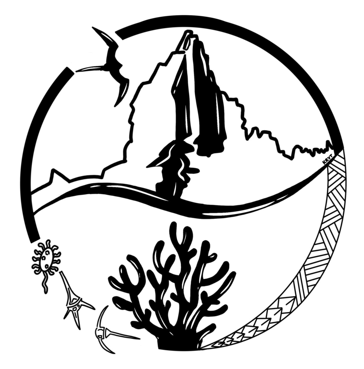 KRYT Logo with Mt Rotui and corals